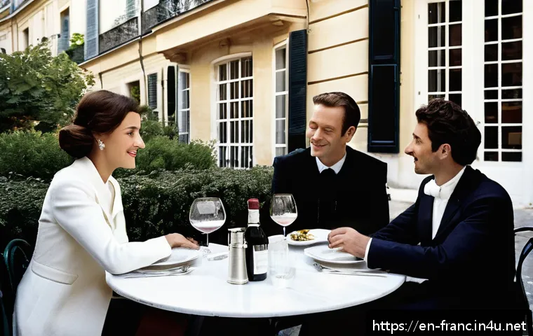 프랑스 여행 시 유의할 점 - A charming French café scene showing a diverse group of well-dressed people seated outdoors at small...